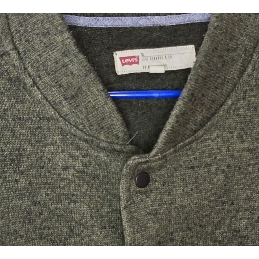 Levi's Men's XL Extra Large Green Knit Snap- Button Academia Jacket Pockets Warm - Picture 3 of 5